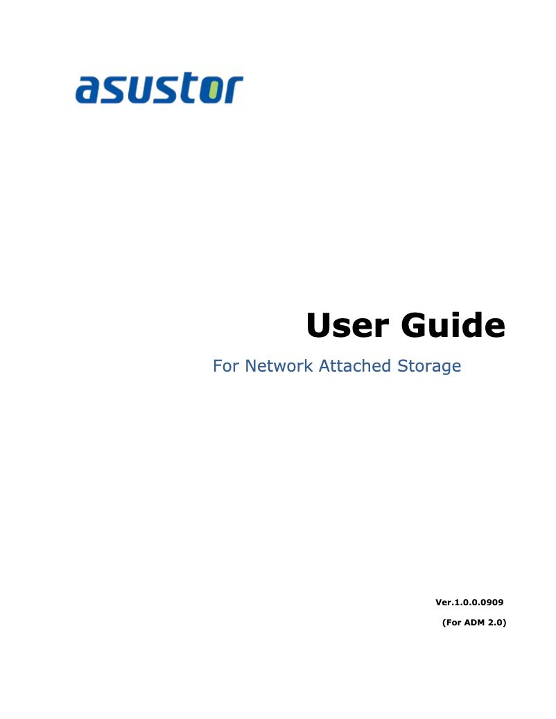 Page 1 de la notice Manuel utilisateur Asustor AS-602T