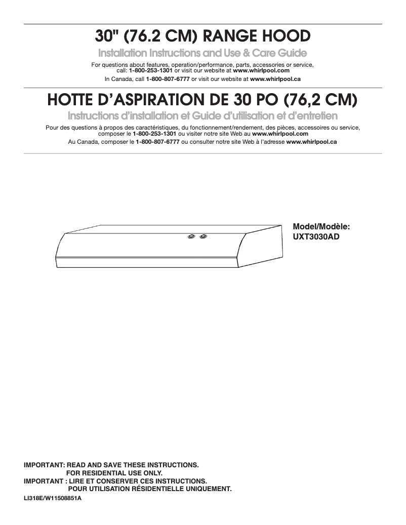 Page 1 de la notice Manuel utilisateur KitchenAid UXT3030ADW