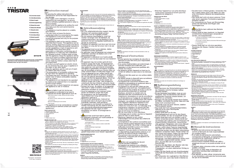 Page 1 de la notice Manuel utilisateur TriStar GR-9165PR