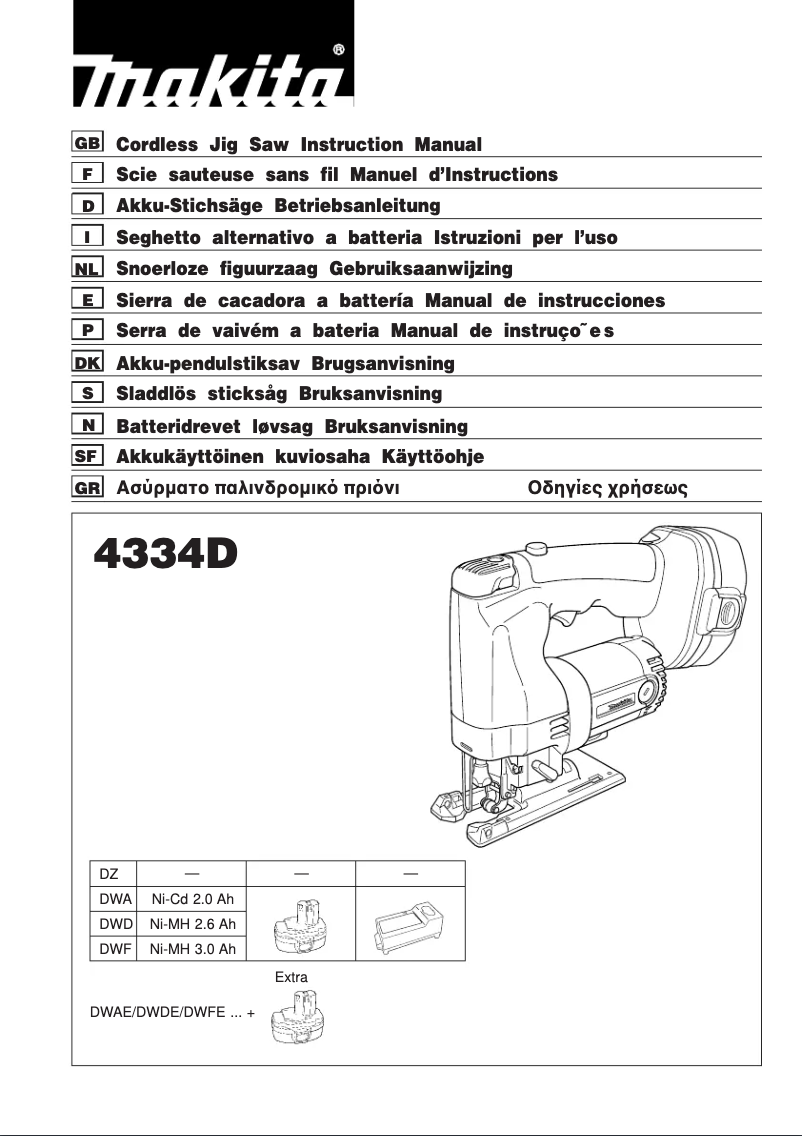 Page 1 de la notice Manuel utilisateur Makita 4334D
