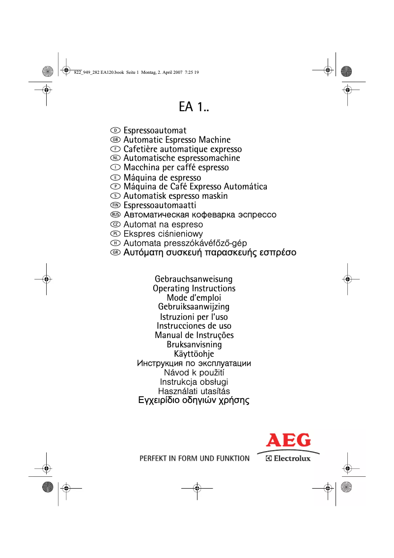 Page 1 de la notice Manuel utilisateur AEG-Electrolux EA 120