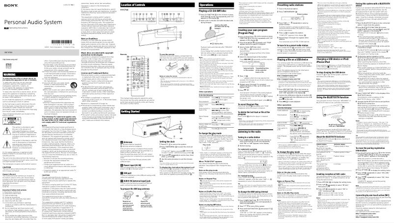 Page 1 de la notice Manuel utilisateur Sony CMT-BT60