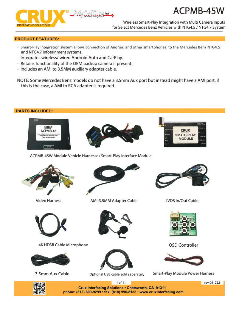 Page n°1 - Manuel utilisateur CRUX ACPMB-45W