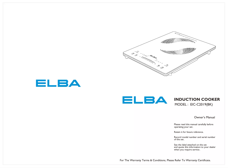 Page 1 de la notice Manuel utilisateur Elba EIC-C2019(BK)