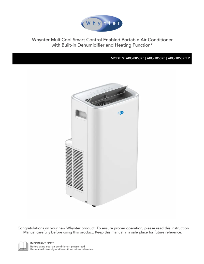 Page 1 de la notice Manuel utilisateur Whynter ARC-1050XP