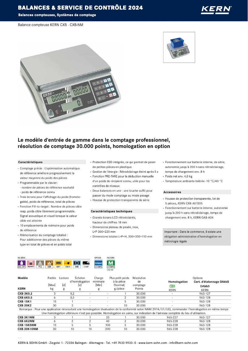 Page 1 de la notice Brochure Kern CXB 3K0.2