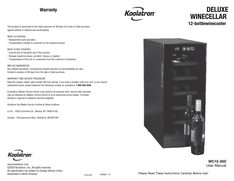 Image de la première page du manuel de l'appareil WC12-35D