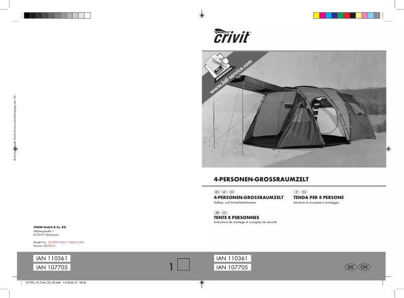 Page n°1 - Manuel utilisateur Crivit IAN 107705