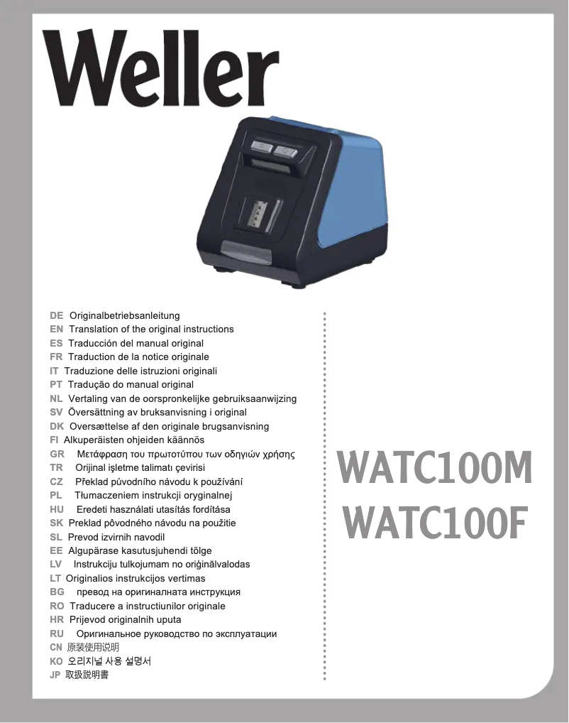 Page n°1 - Manuel utilisateur Weller WATC100F