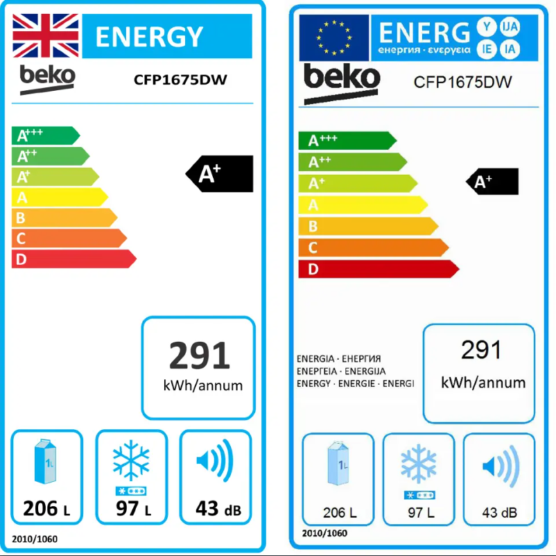 Page n°1 - Label énergétique Beko CFP1675D
