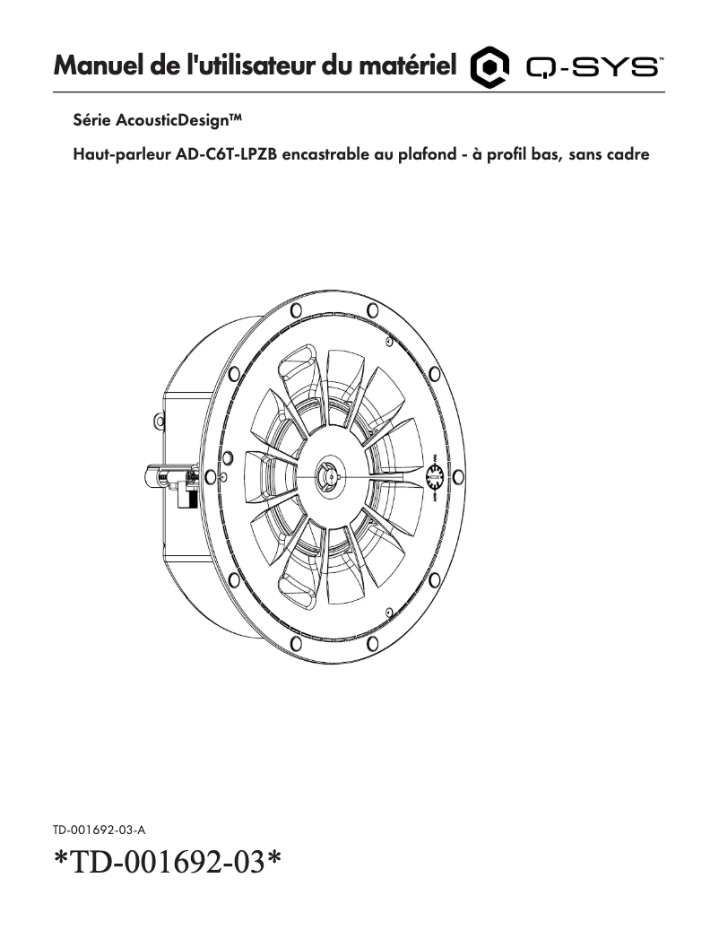 Page 1 de la notice Manuel utilisateur QSC AD-C6T-LPZB