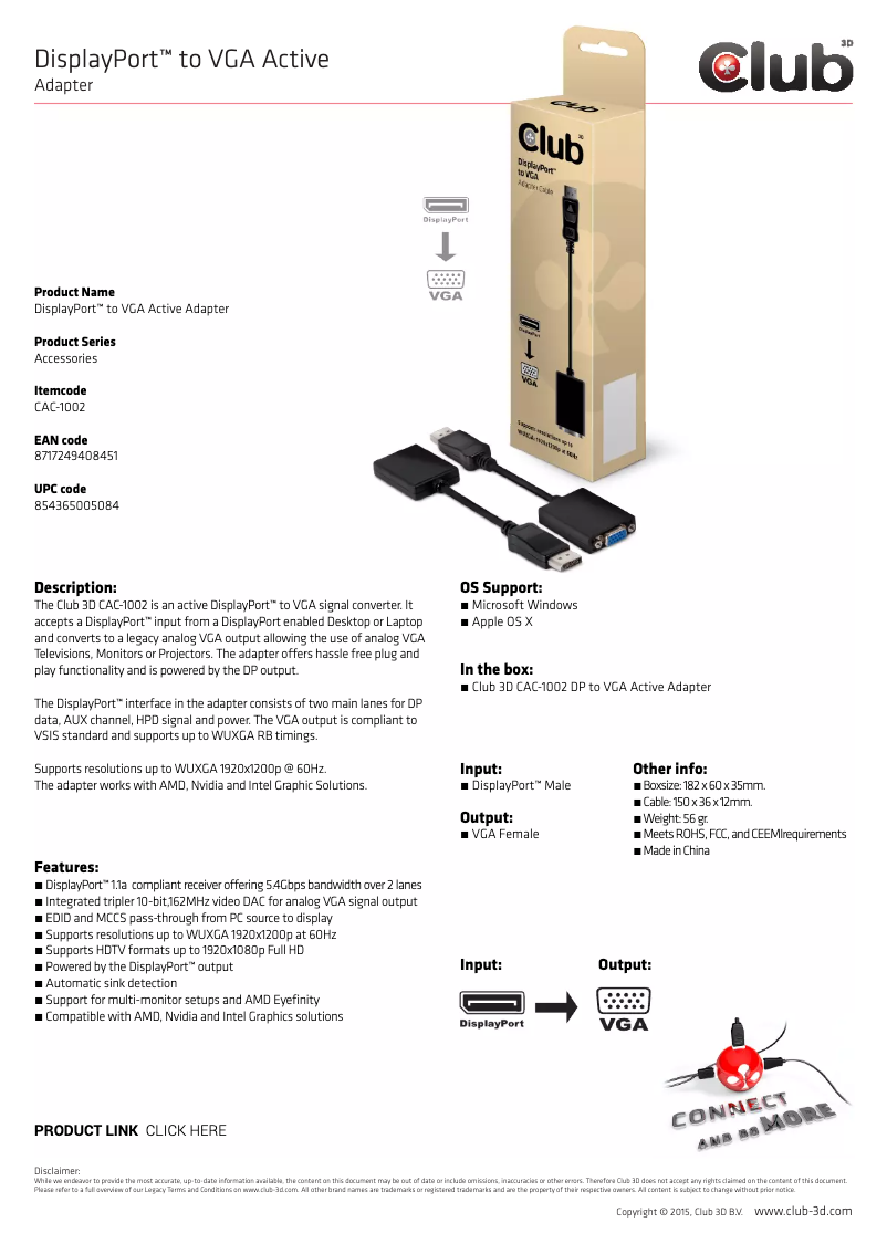 Page n°1 - Manuel utilisateur CLUB3D CAC-1002