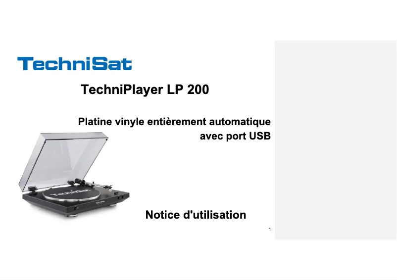 Page 1 of the manual User Manual TechniSat TechniPlayer LP 200