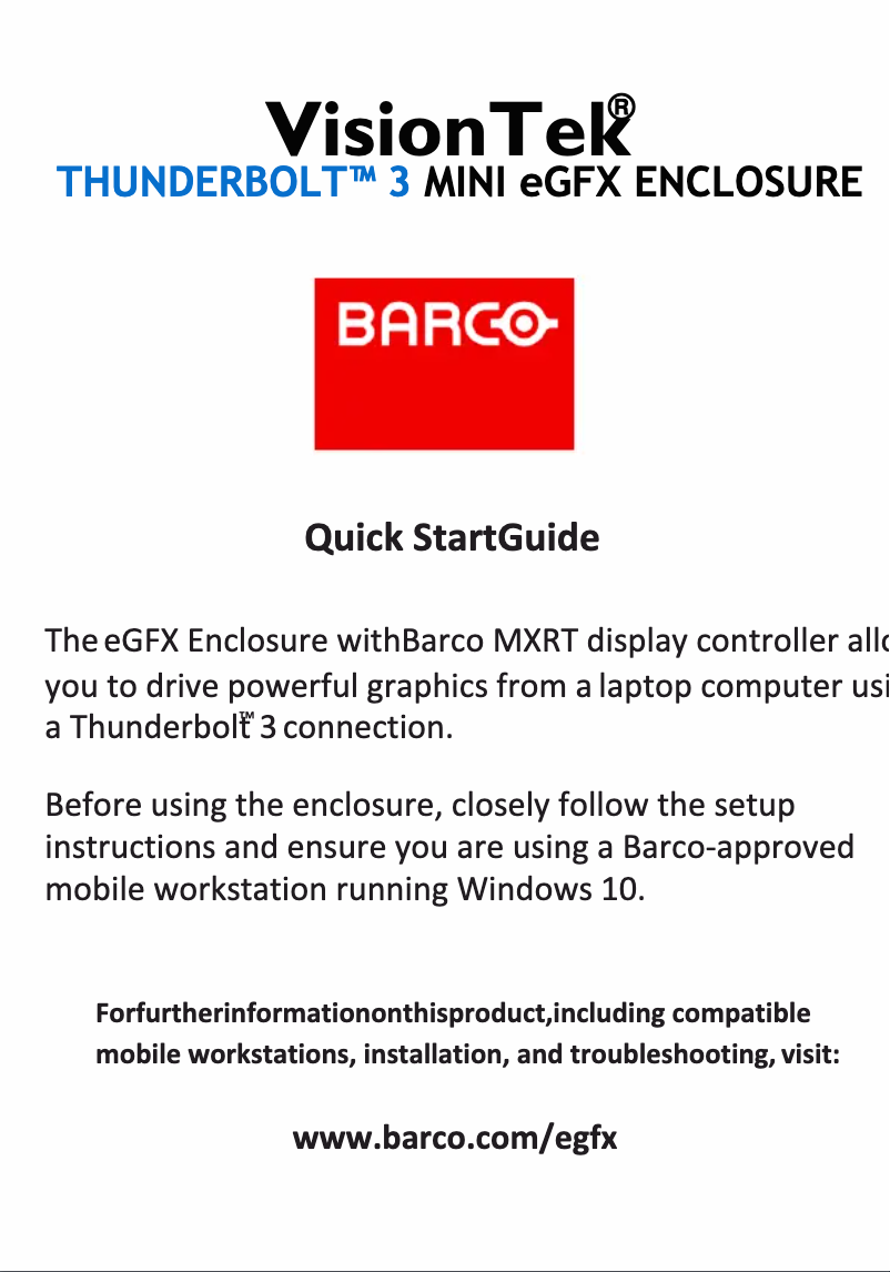 Page 1 de la notice Manuel utilisateur Barco eGFX Home Read Station