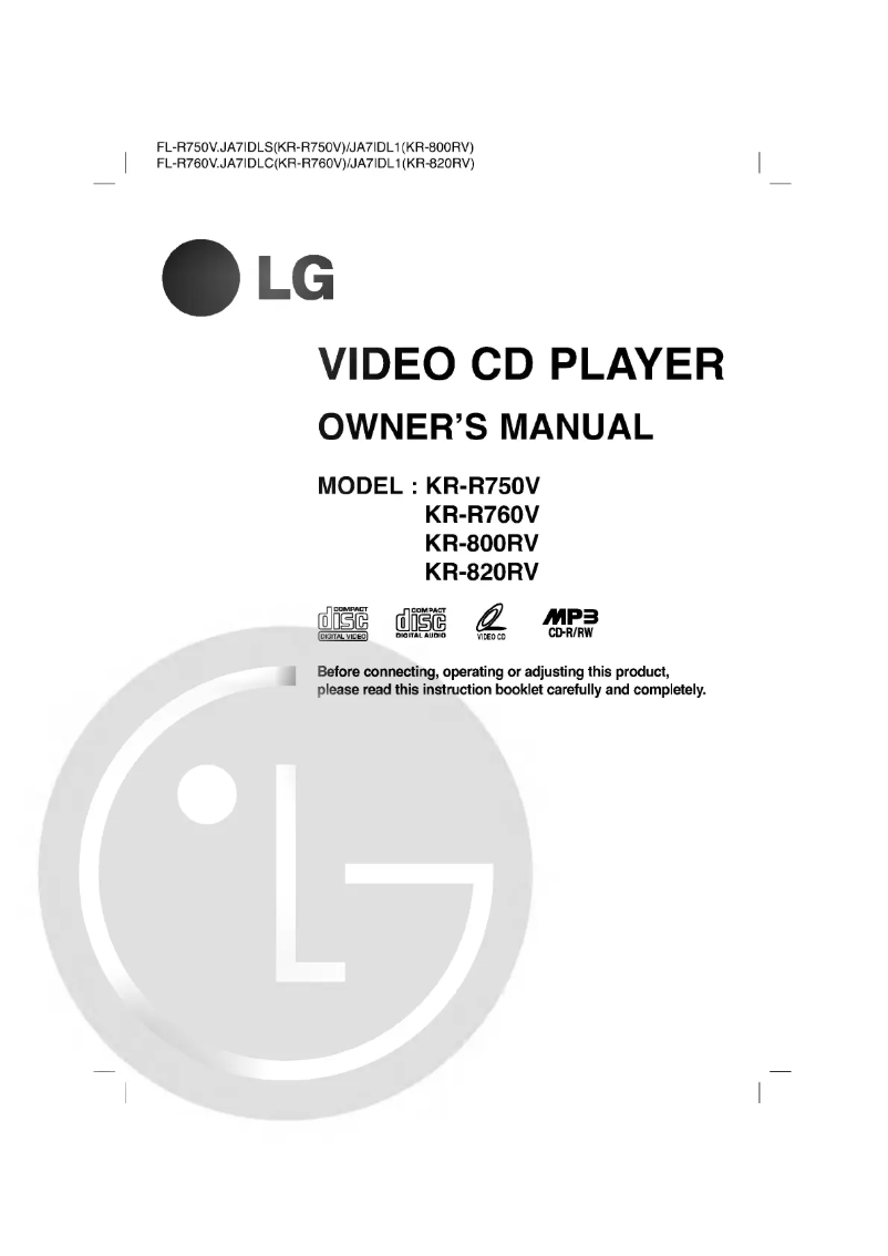 Page 1 de la notice Manuel utilisateur LG FL-R750V