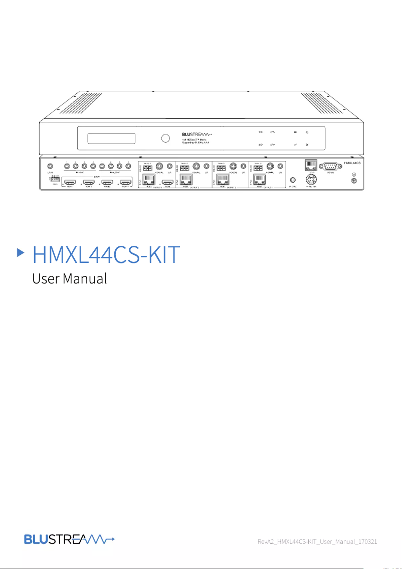 Page n°1 - Manuel utilisateur Blustream HMXL44CS