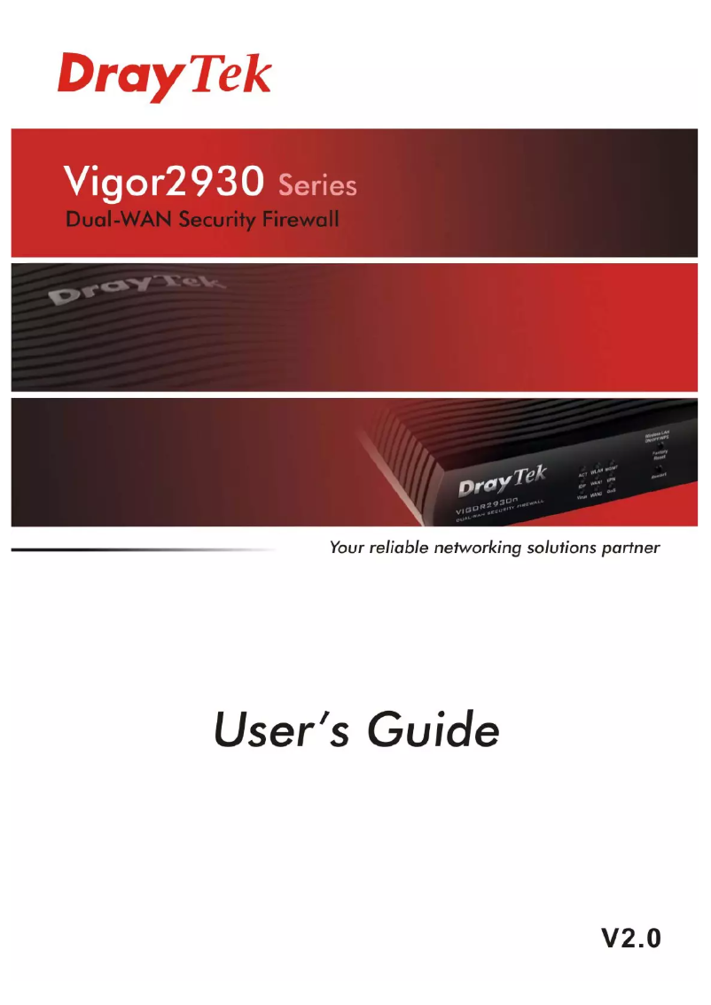 Image de la première page du manuel de l'appareil Vigor 2930VS