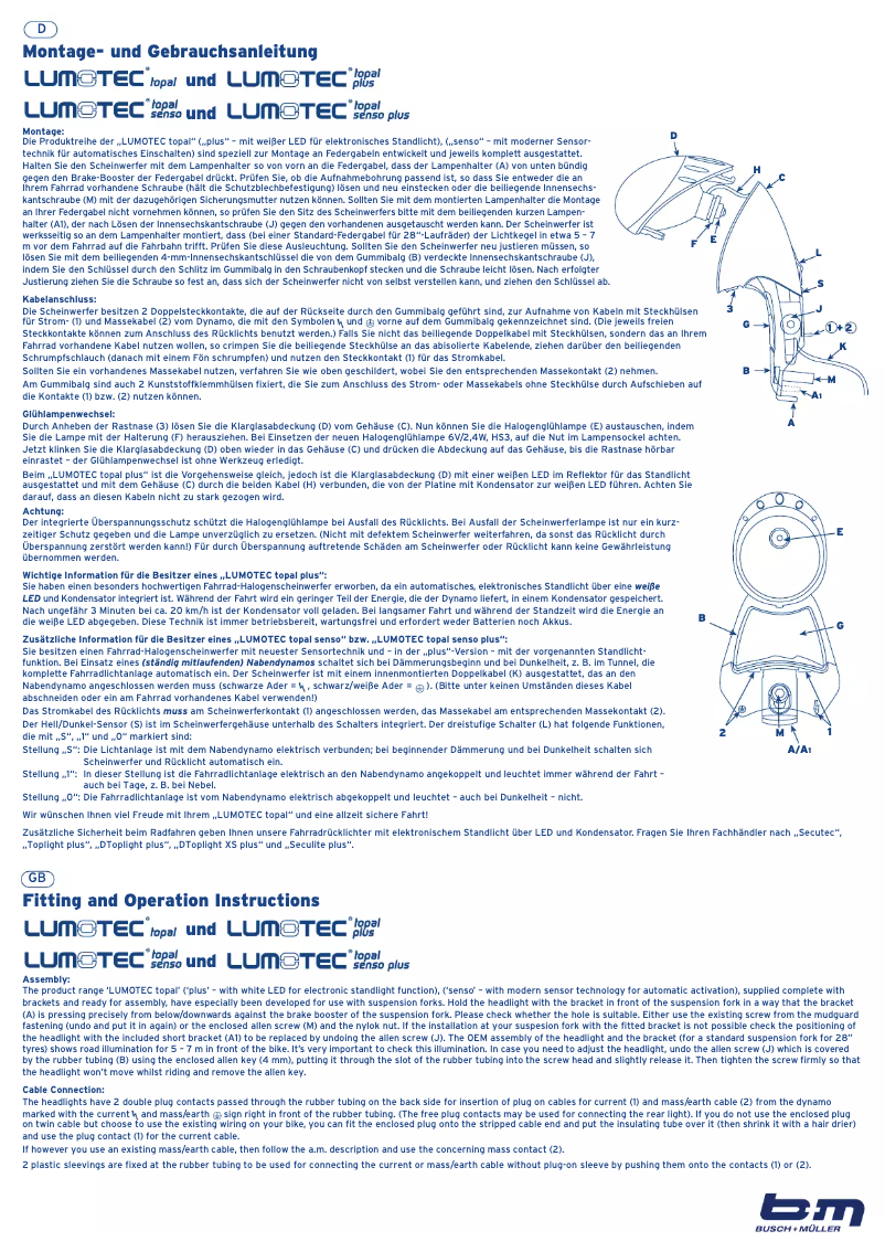 Imagen de la primera página del manual del dispositivo Lumotec Topal