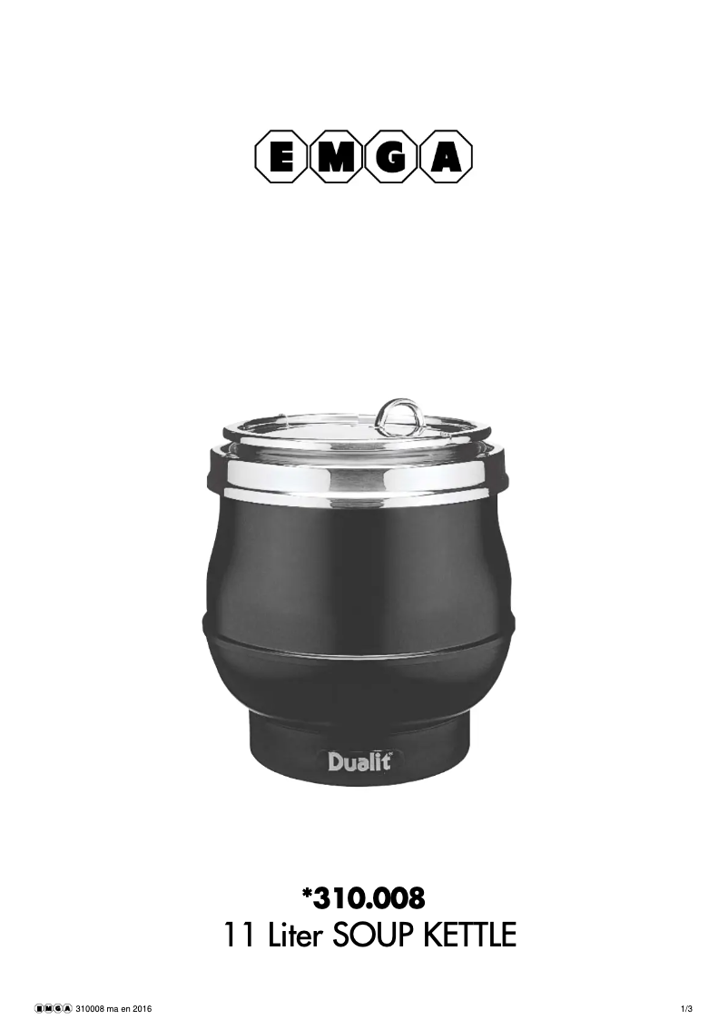 Page 1 de la notice Manuel utilisateur Dualit 310008