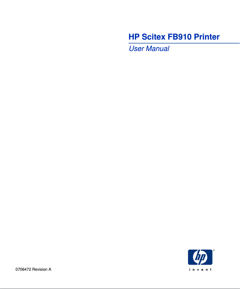 Page 1 de la notice Manuel utilisateur HP Scitex FB910