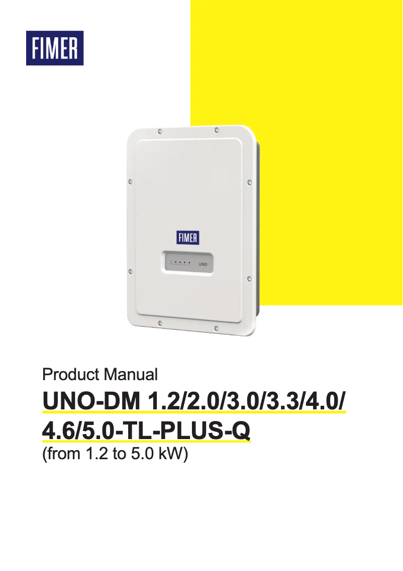 Page 1 de la notice Manuel utilisateur FIMER UNO-DM-4.0-TL-PLUS-Q