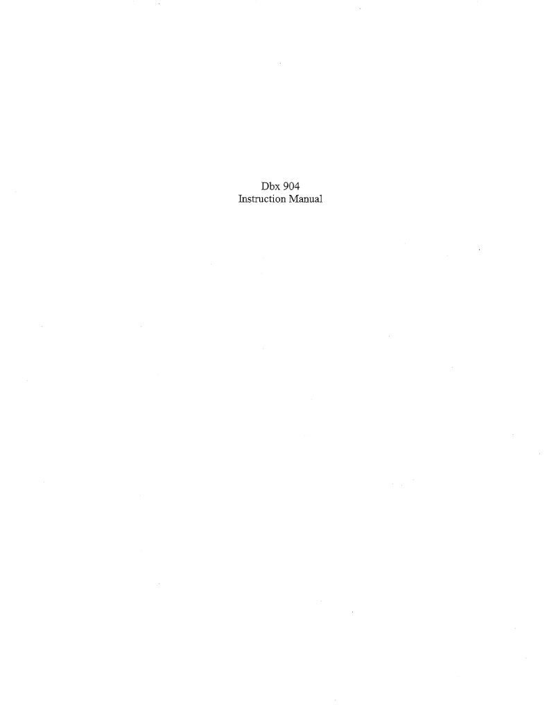 Page n°1 - Manuel utilisateur DBX 904