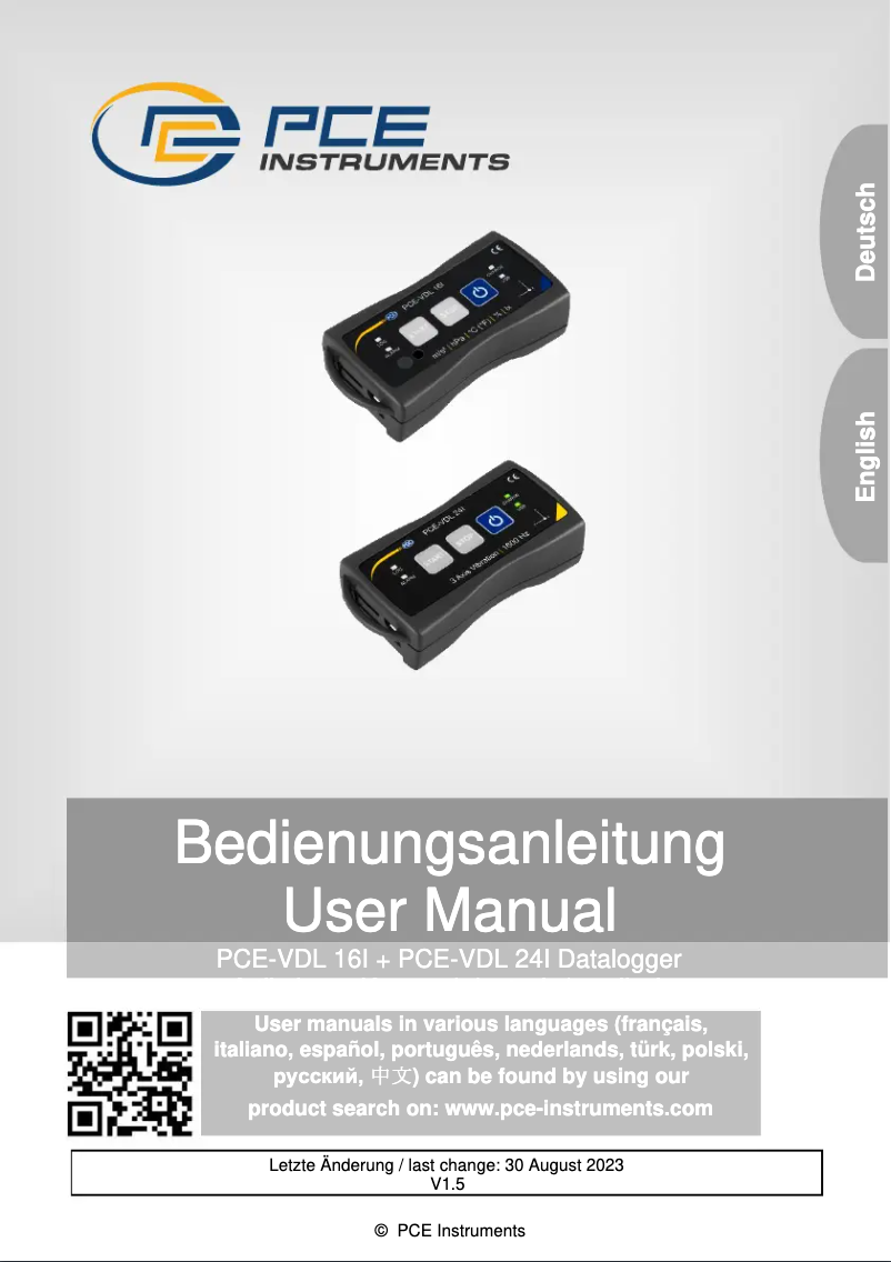 Page 1 de la notice Manuel utilisateur PCE Instruments PCE-VDL 24I