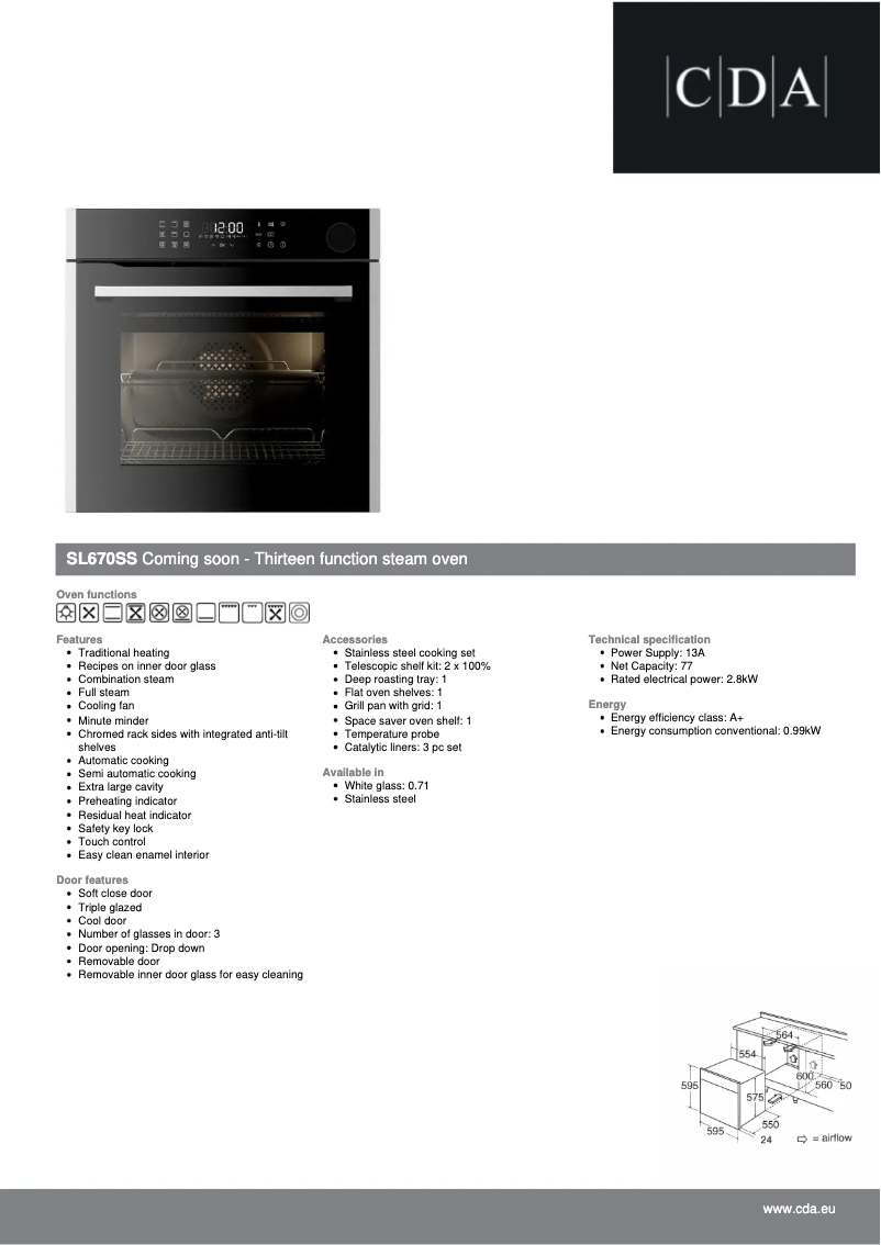 Page n°1 - Fiche technique CDA SL670SS