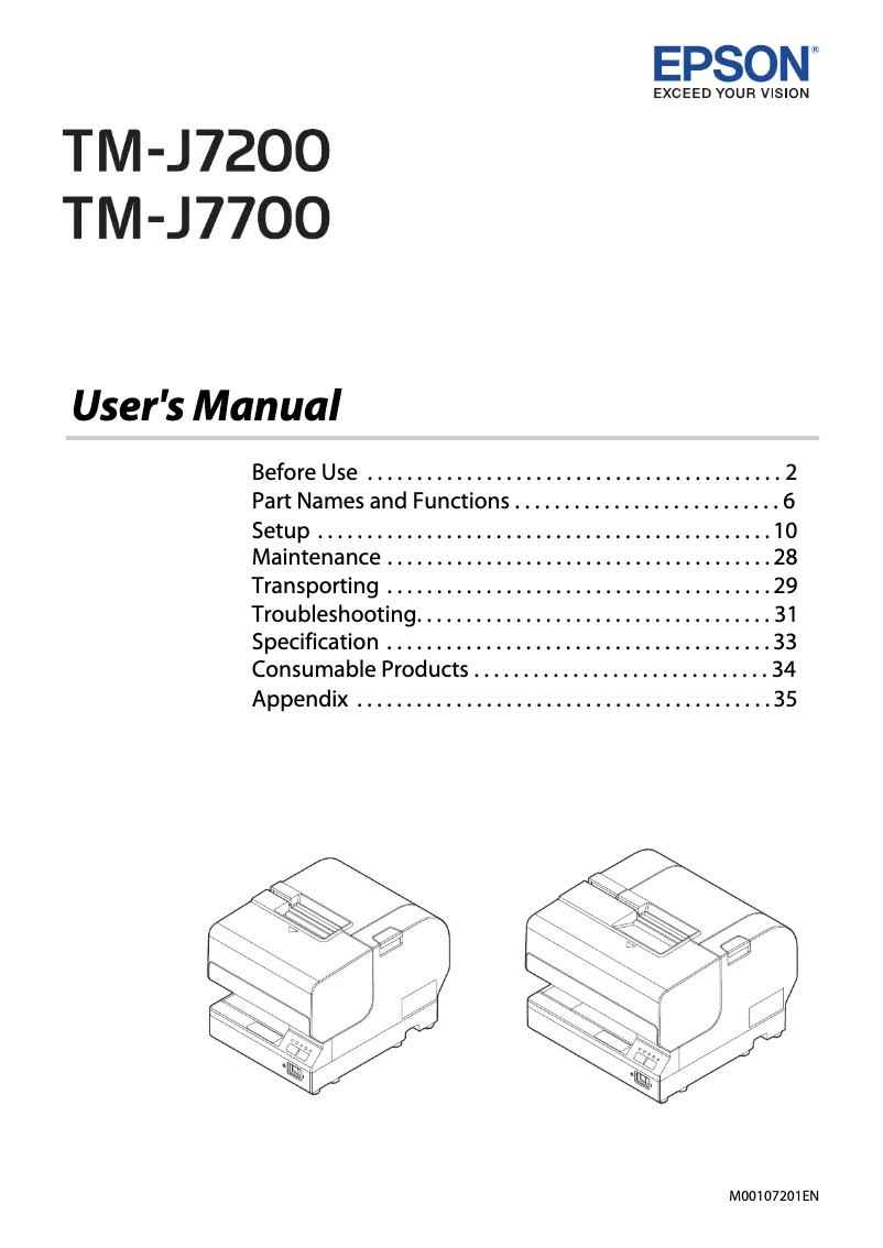 Image de la première page du manuel de l'appareil TM-J7700