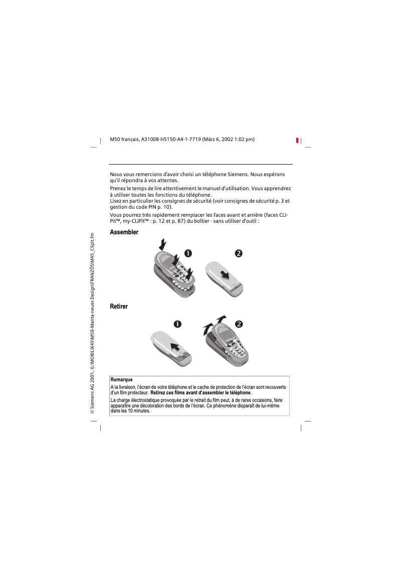 Image de la première page du manuel de l'appareil M50