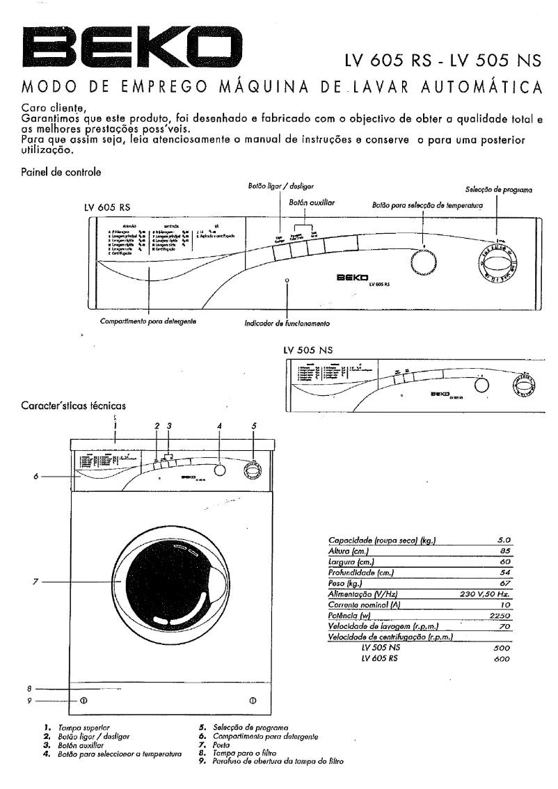 Image de la première page du manuel de l'appareil LV 505 NS