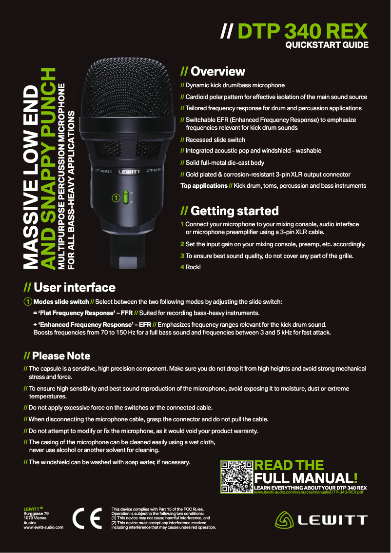 Page n°1 - Guide de démarrage rapide Lewitt DTP 340 REX