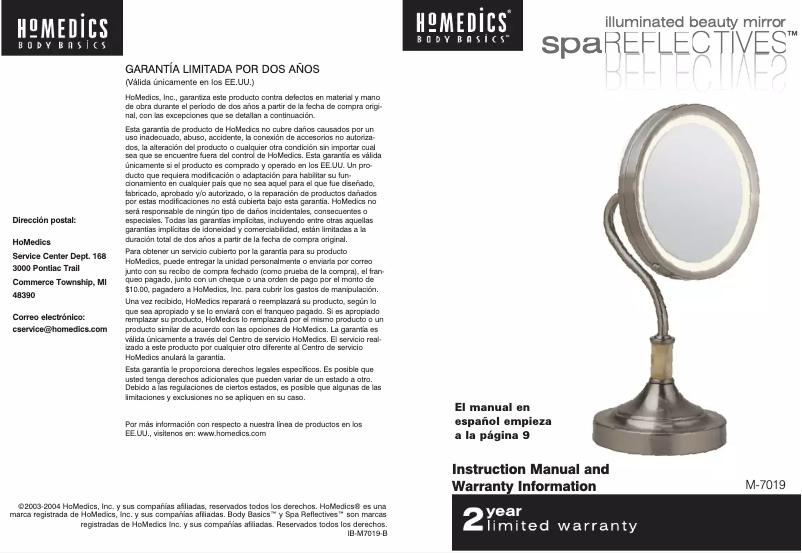 Page 1 de la notice Manuel utilisateur Homedics M-7019