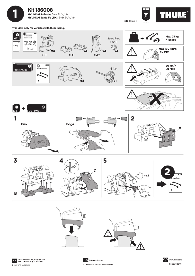 Page 1 de la notice Manuel utilisateur Thule Kit 186008