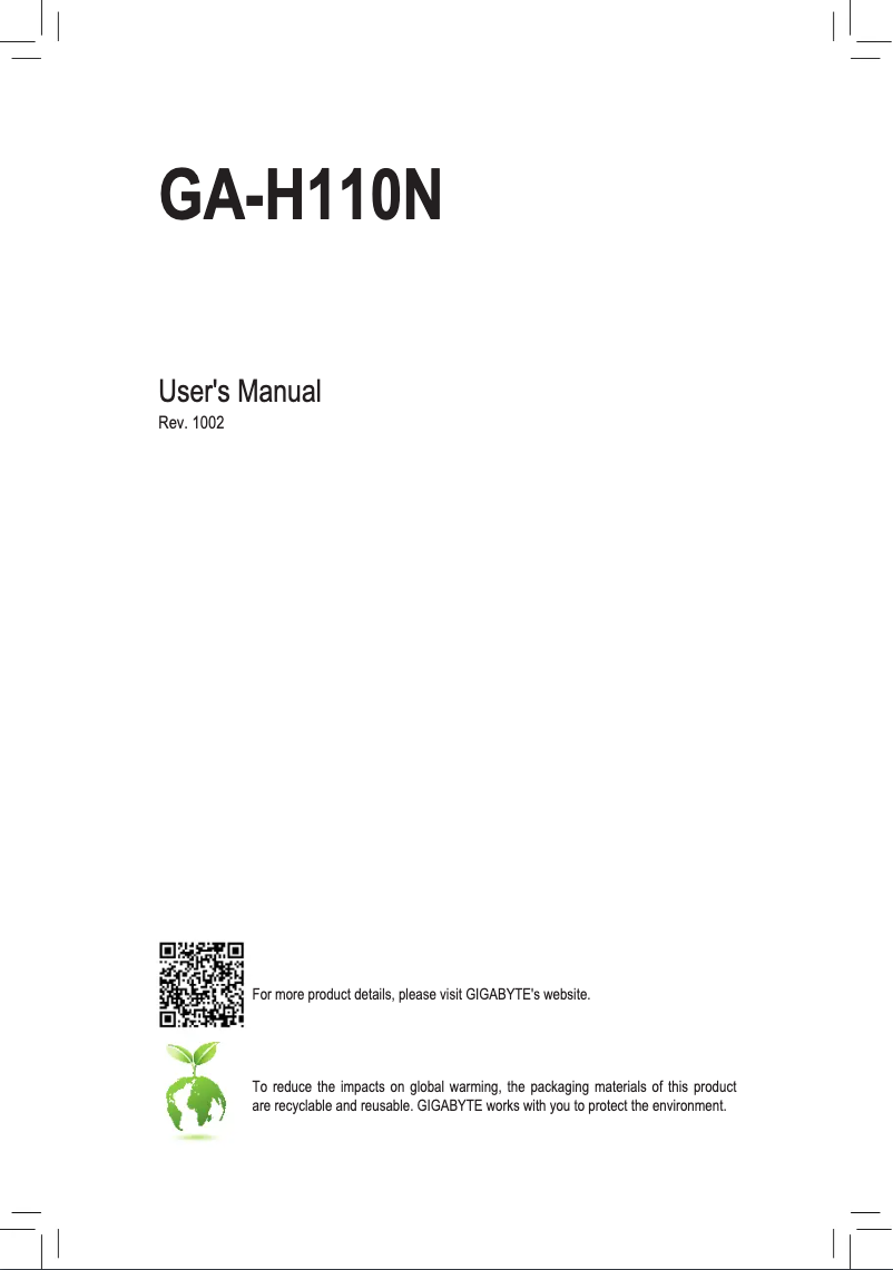 Image de la première page du manuel de l'appareil GA-H110N