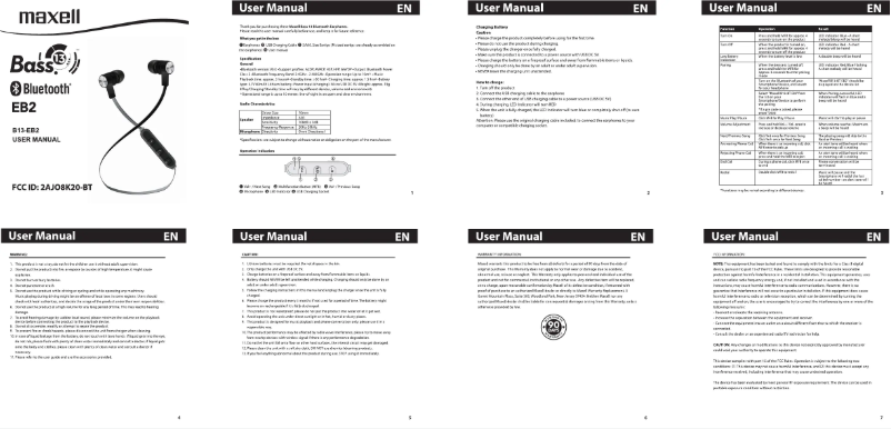 Page 1 de la notice Manuel utilisateur Maxell B13-EB2