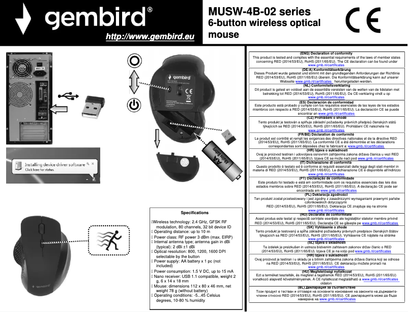 Page n°1 - Manuel utilisateur Gembird MUSW-6B-02