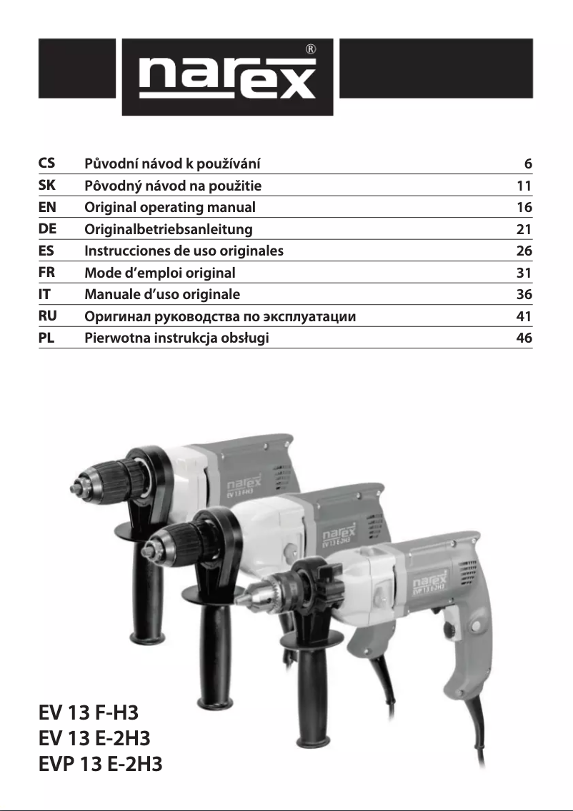 Page 1 de la notice Manuel utilisateur Narex EV 13 F-H3