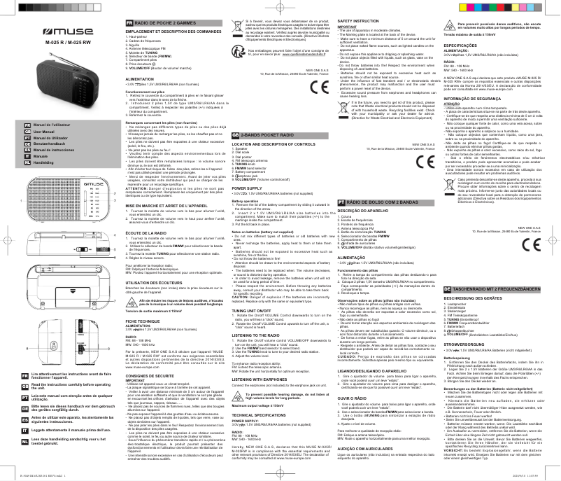Imagen de la primera página del manual del dispositivo M-025 R