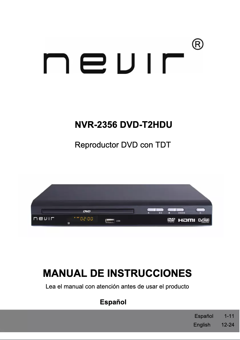 Page 1 de la notice Manuel utilisateur Nevir NVR-2356 DVD-T2HDU