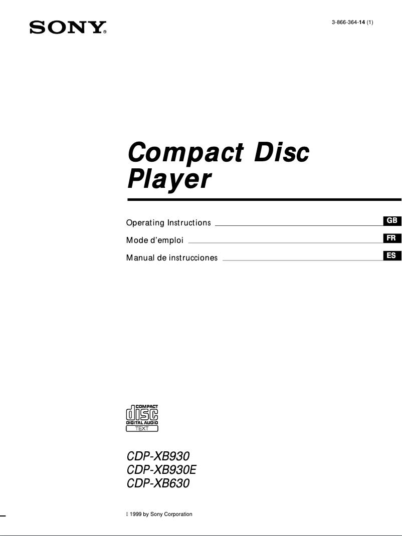 Imagen de la primera página del manual del dispositivo CDP-XB930