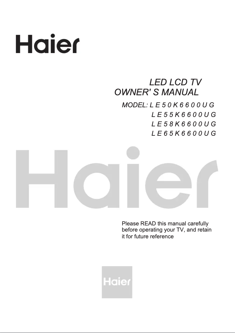 Page 1 de la notice Manuel utilisateur Haier H58K5UG