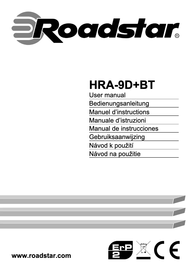 Page 1 de la notice Manuel utilisateur Roadstar HRA-9D+BT