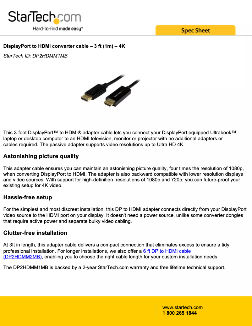 Image de la première page du manuel de l'appareil DP2HDMM1MB