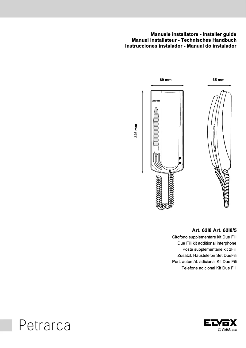Image de la première page du manuel de l'appareil ELVOX R62I8