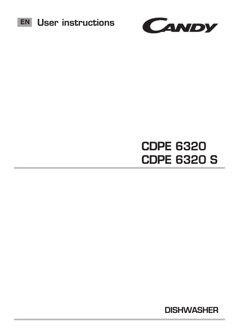 Page n°1 - Manuel utilisateur Candy CDPE 6320-86