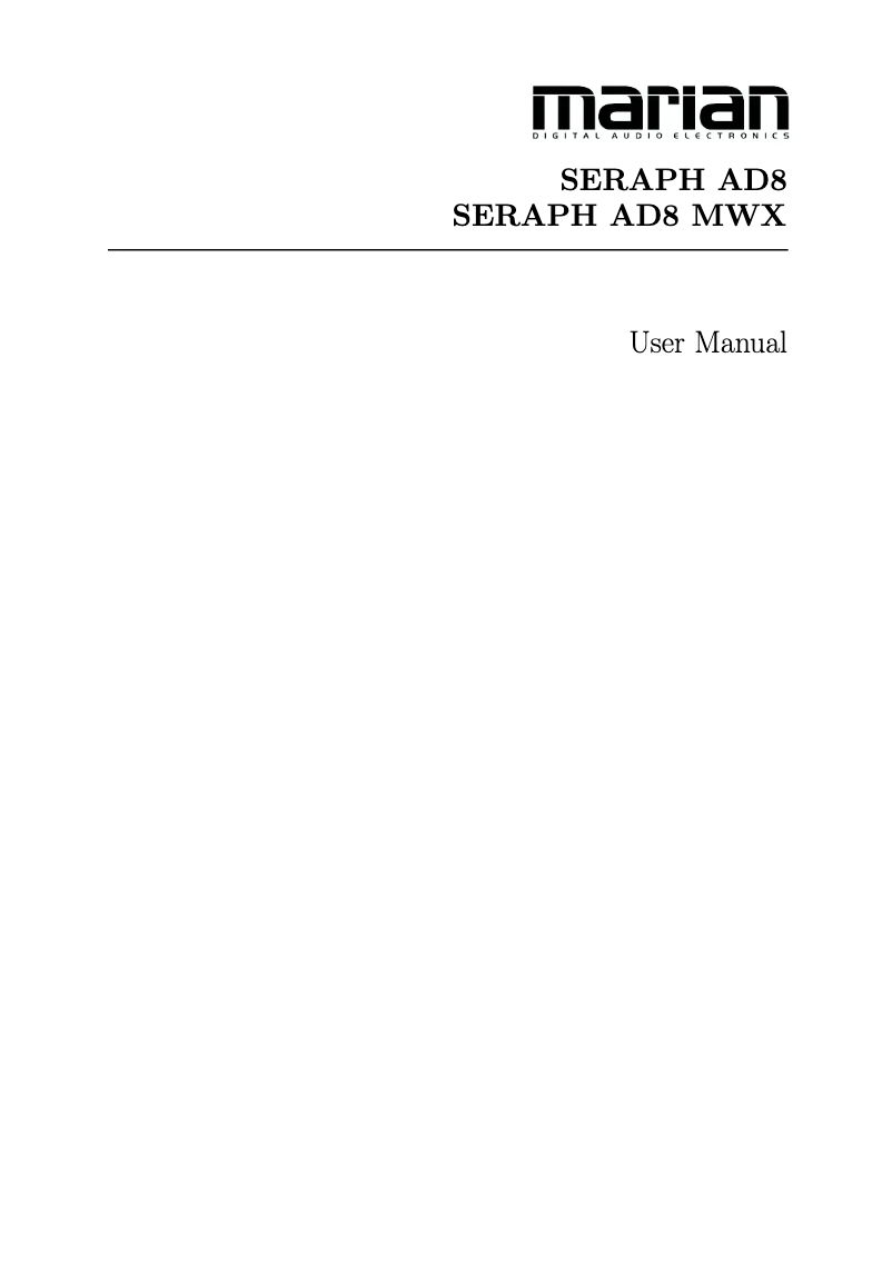 Image de la première page du manuel de l'appareil SERAPH AD8