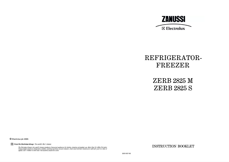 Image de la première page du manuel de l'appareil ZERB2825S
