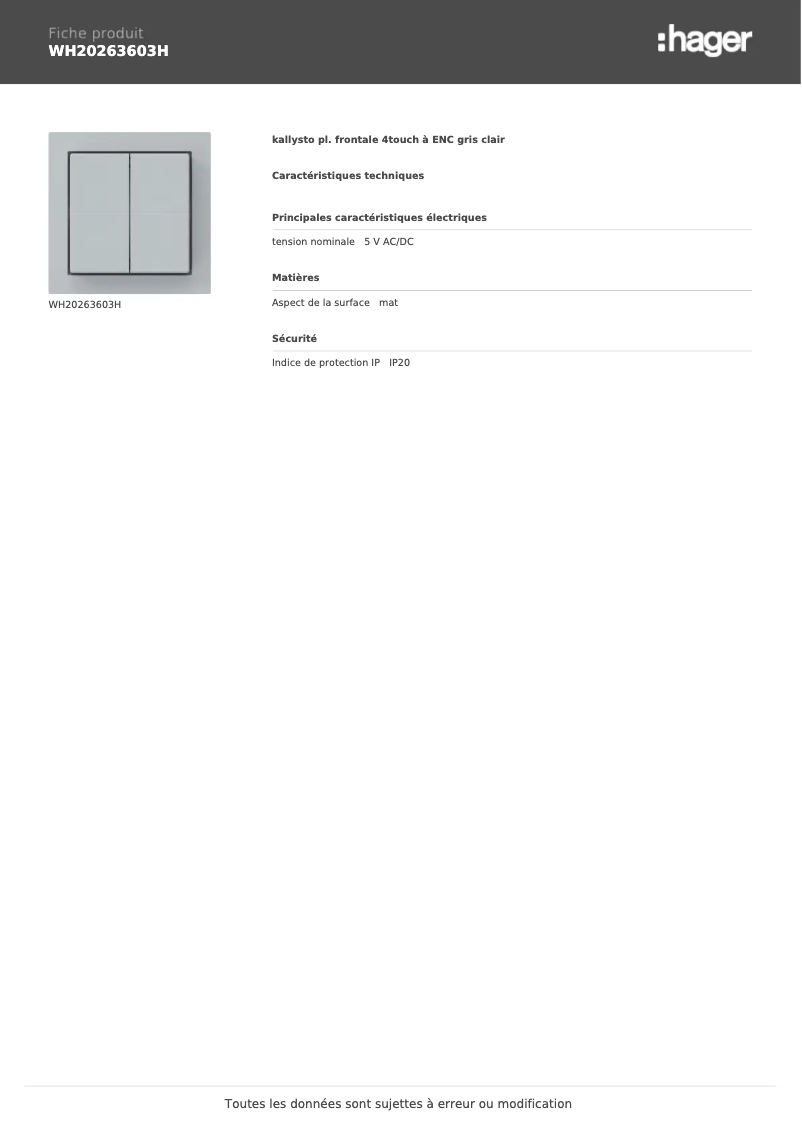 Image de la première page du manuel de l'appareil WH20263603H