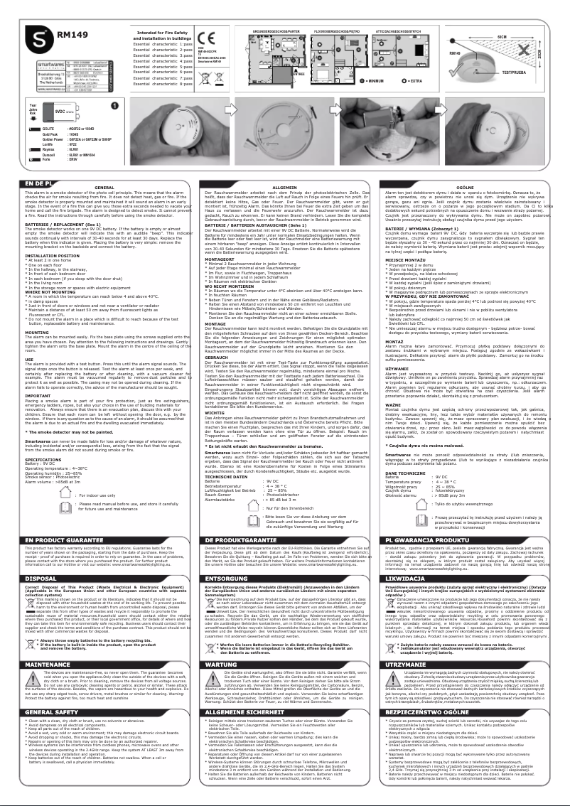 Page 1 de la notice Manuel utilisateur Smartwares RM149